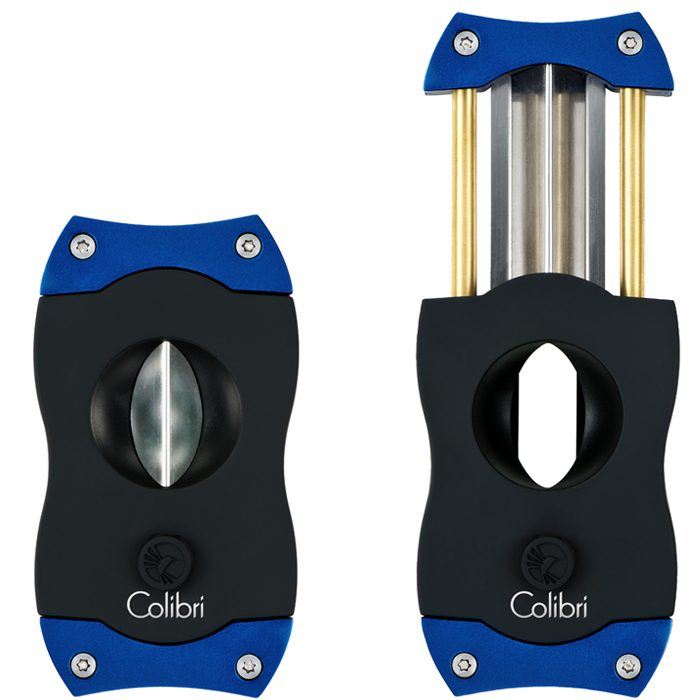 A V-cutter, closed (left) and open (right).